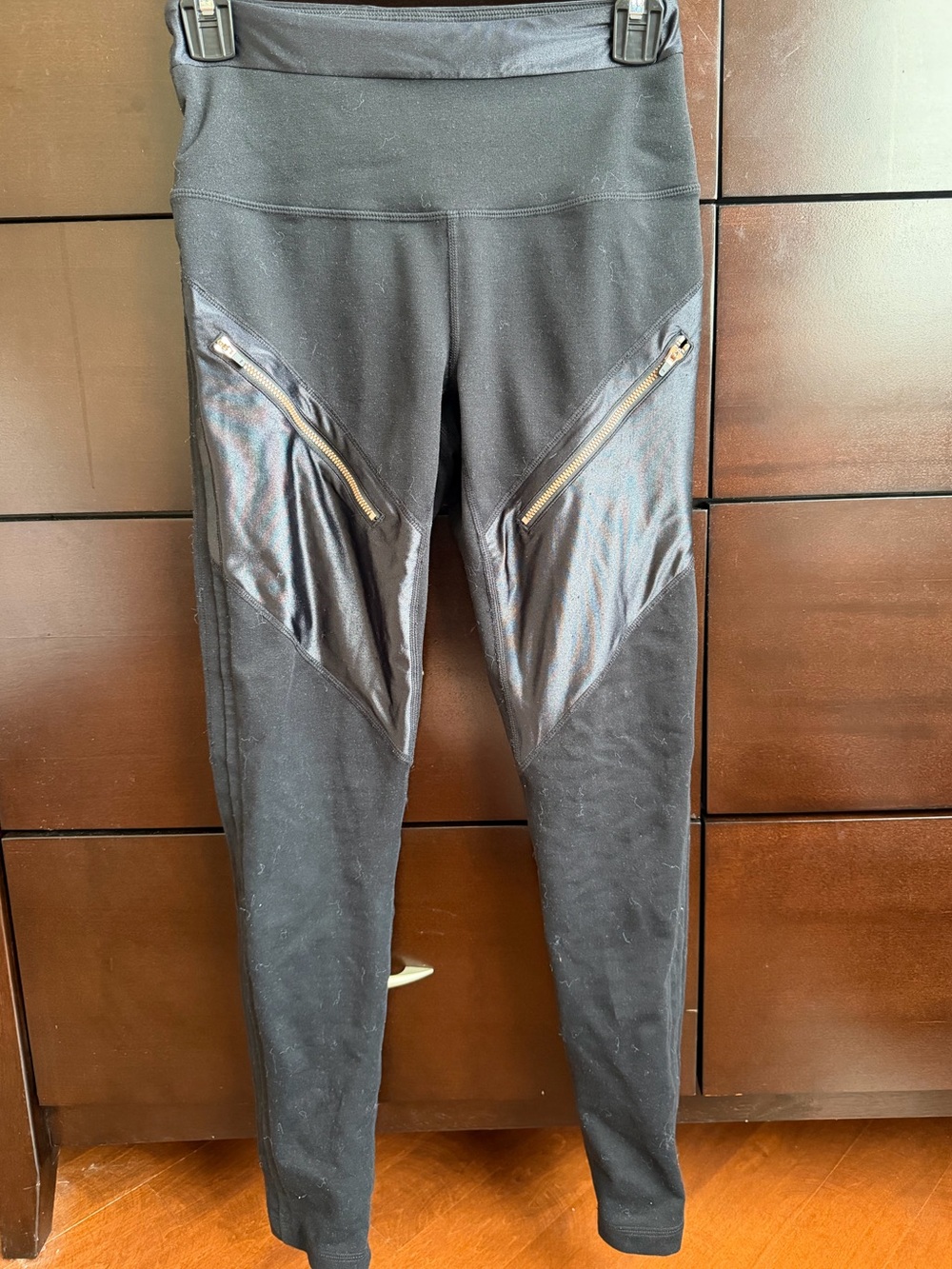 Zella Black Leggings with Diagonal Zip Panels